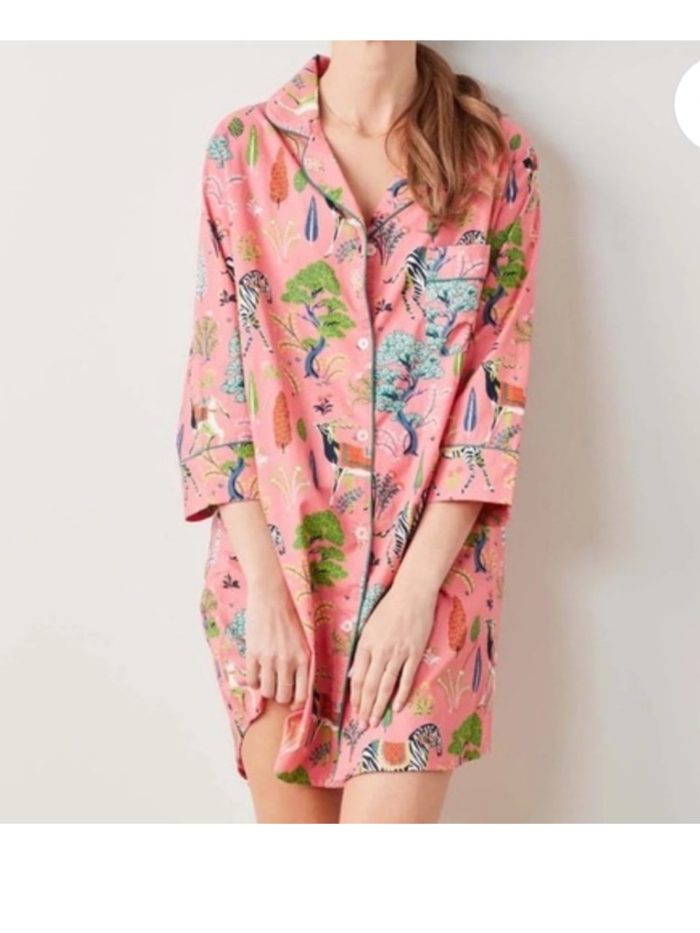 Printfresh Antelope Forest pink 2X women pajama sleep shirt with pockets lounge